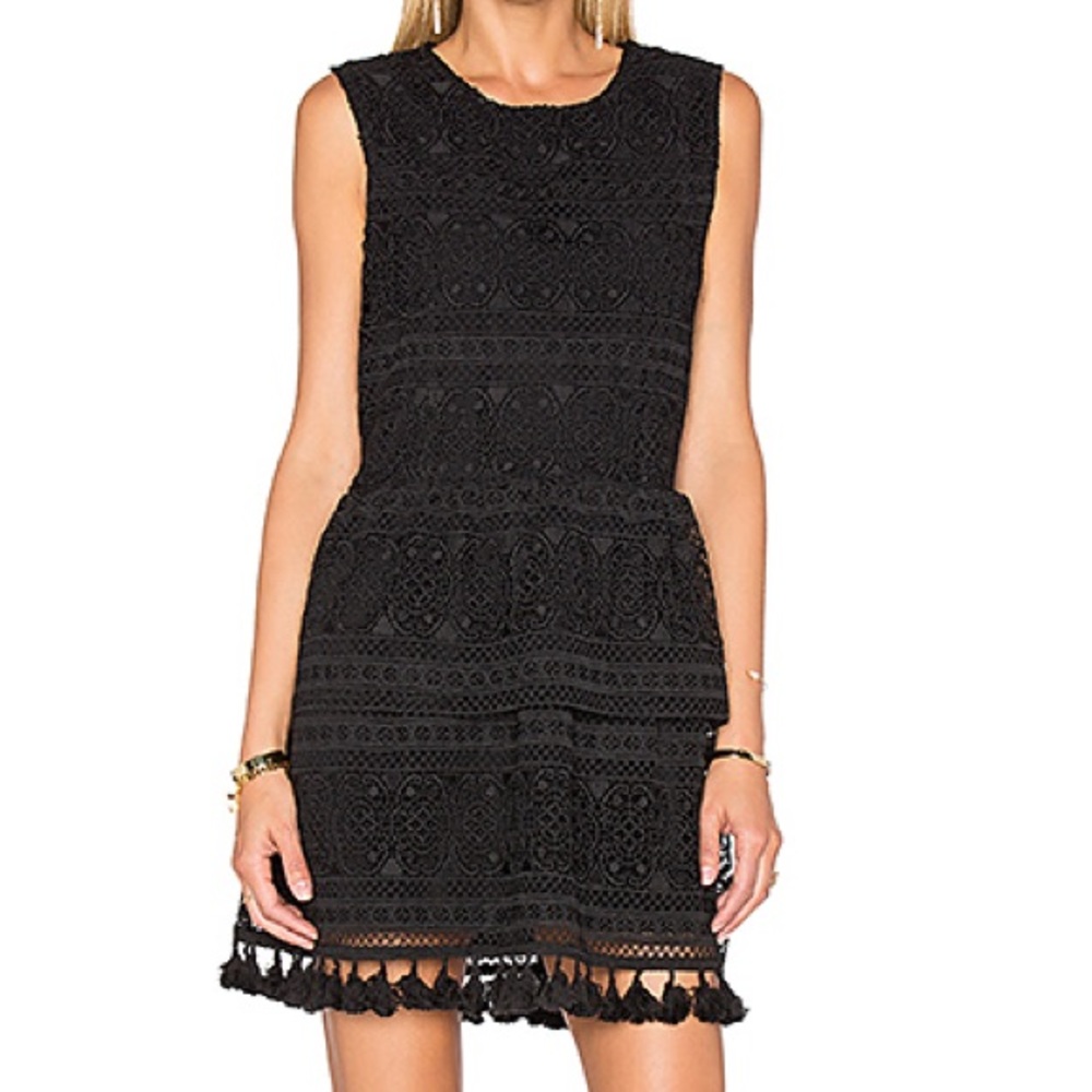 Black Anine Bing Tassel Lace Dress Size Medium